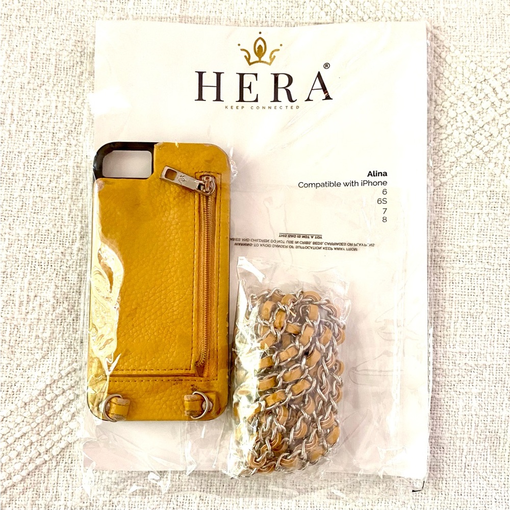 Hera iPhone Case on Cross-Body Strap Chain with Pocket - for iPhone 6, 6S, 7, 8